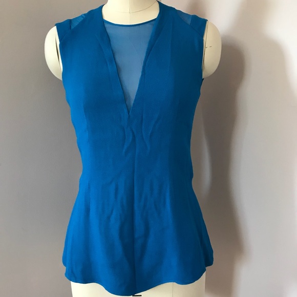 Rebecca Taylor Tops - Rebecca Taylor Blue Mesh Back Zip Top Size 0